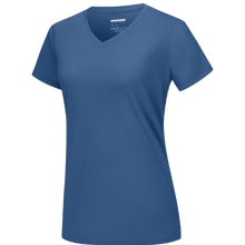 Cargar imagen en el visor de la galería, Camiseta de refrigeración instantánea para mujer con cuello de pico
 -Azul Gris - Ozerty