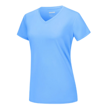 Cargar imagen en el visor de la galería, Camiseta de refrigeración instantánea para mujer con cuello de pico
 -Azul cálido - Ozerty