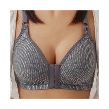 Cargar imagen en el visor de la galería, Sujetador push up sin aros para tallas grandes
 -Algodón piqué gris - Ozerty